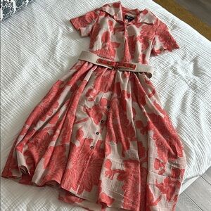 Floral Button-Up Dress with Belt